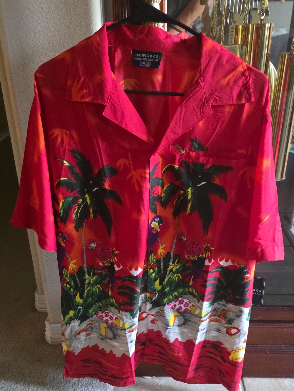 Pacific & Co. Men's Red Tropical Button-Down Shirt